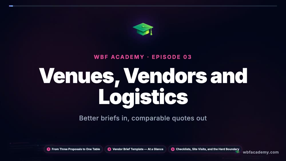 Venues, Vendors and Logistics