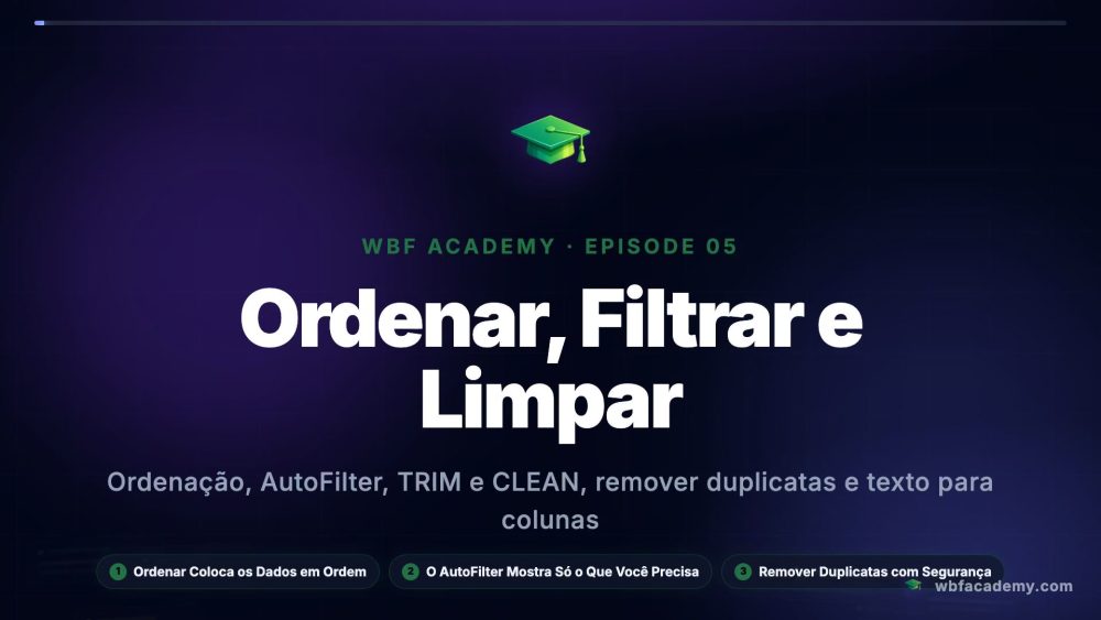 Ordenar, Filtrar e Limpar