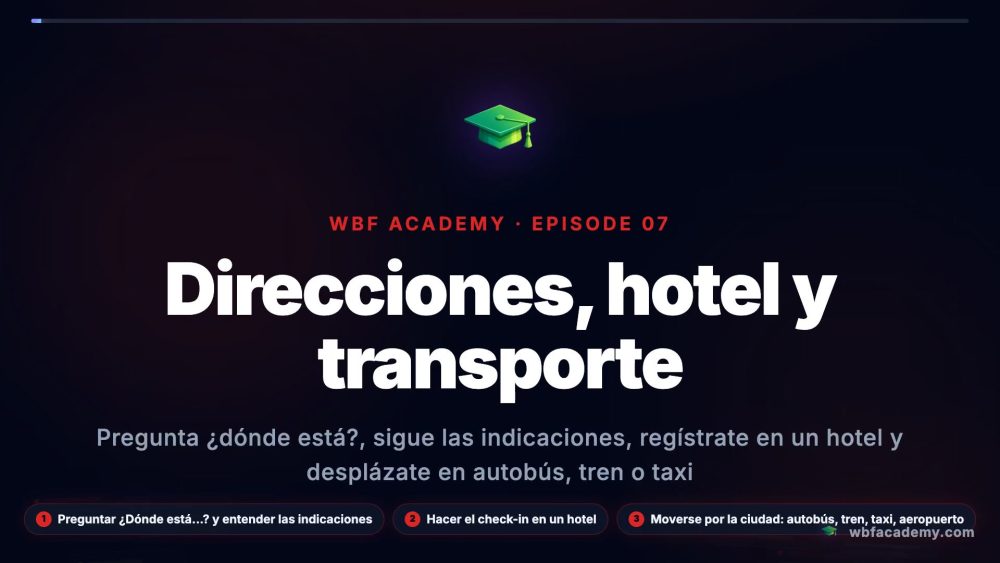 Direcciones, hotel y transporte