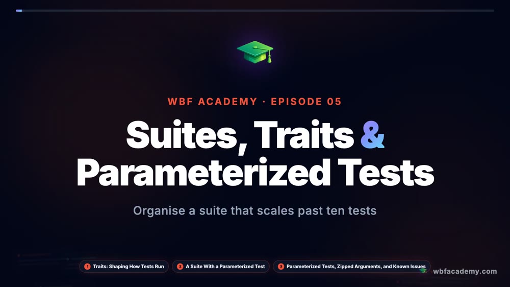 Suites, Traits & Parameterized Tests